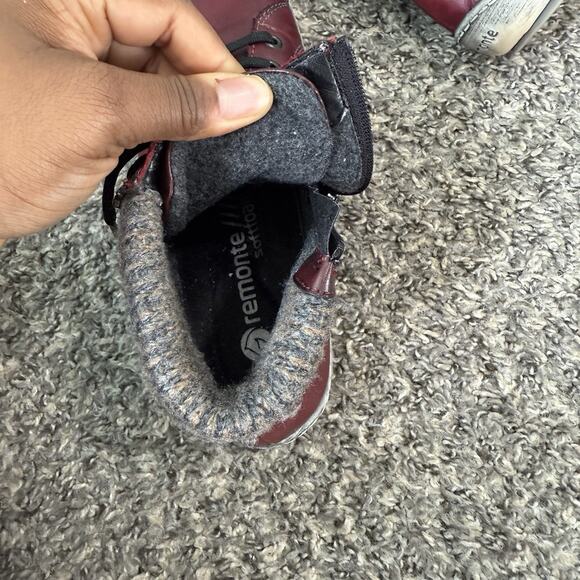 Remonte Burgundy Liv 73 Leather High Top Sneaker Ankle Boot Zip Lace 38 US 7 - Picture 7 of 9